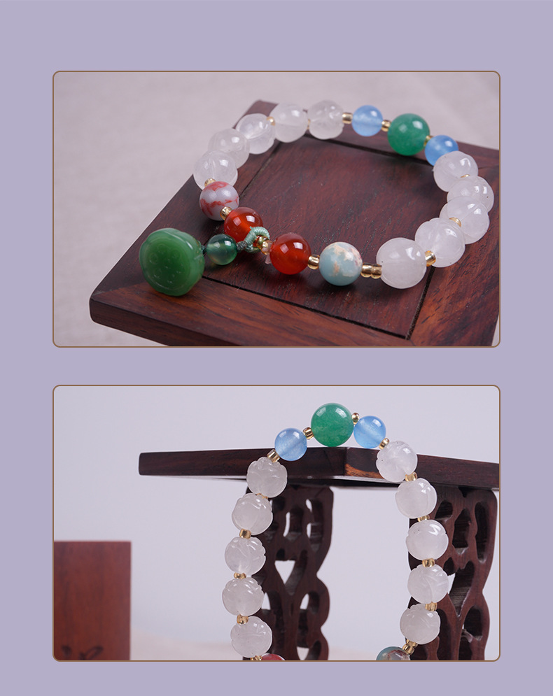 天然法喜金丝玉莲花异形珠手串莲蓬吊坠新中式文玩单圈男女款批发详情9