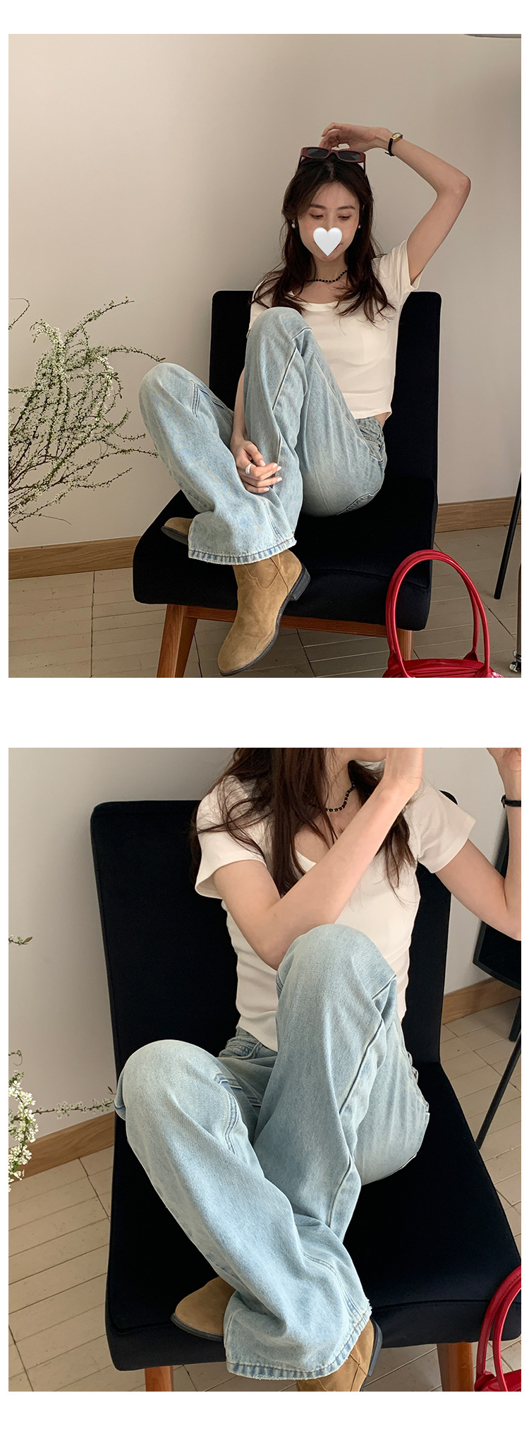 复古直筒牛仔裤女春季2025新款韩系风高腰显瘦百搭洗水休闲长裤详情28