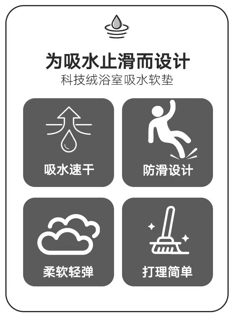 淋浴房熊猫浴室地垫吸水速干脚垫防滑家用地毯耐脏卫生间厕所门垫详情12