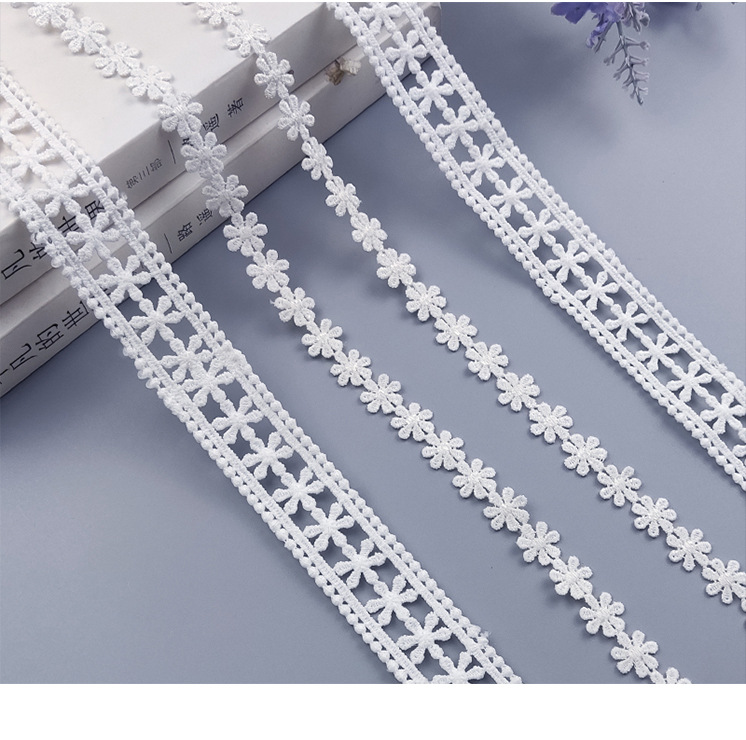 Chrysanthemum lace Sunflower sunflower milk silk water-soluble embroidery webbing 2cm double-sided clothing lace trim pic 3
