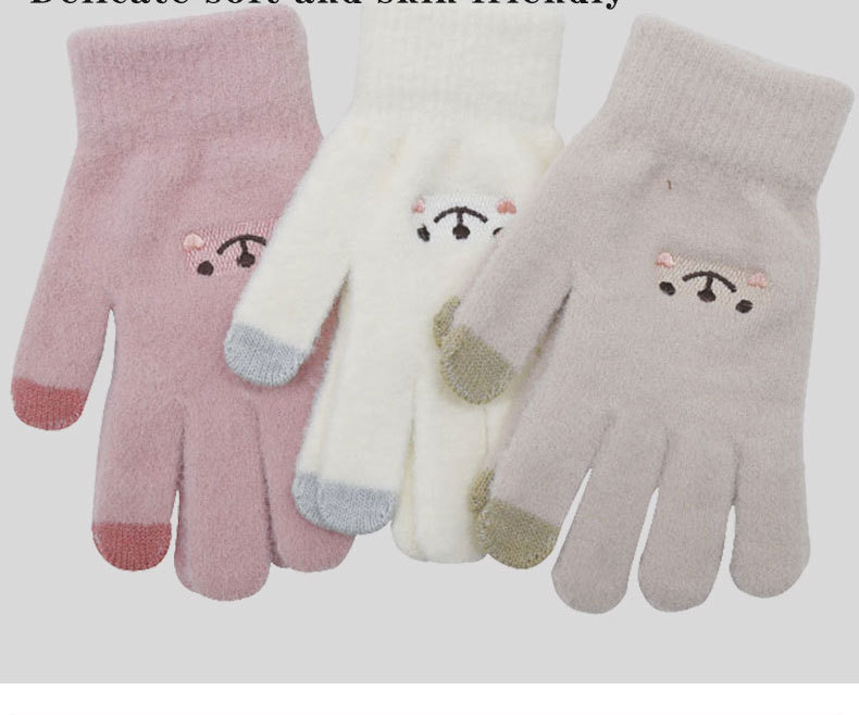 卡通笑脸手套韩版少女甜美可爱冬季防寒加绒加厚学生手套触屏手套详情9