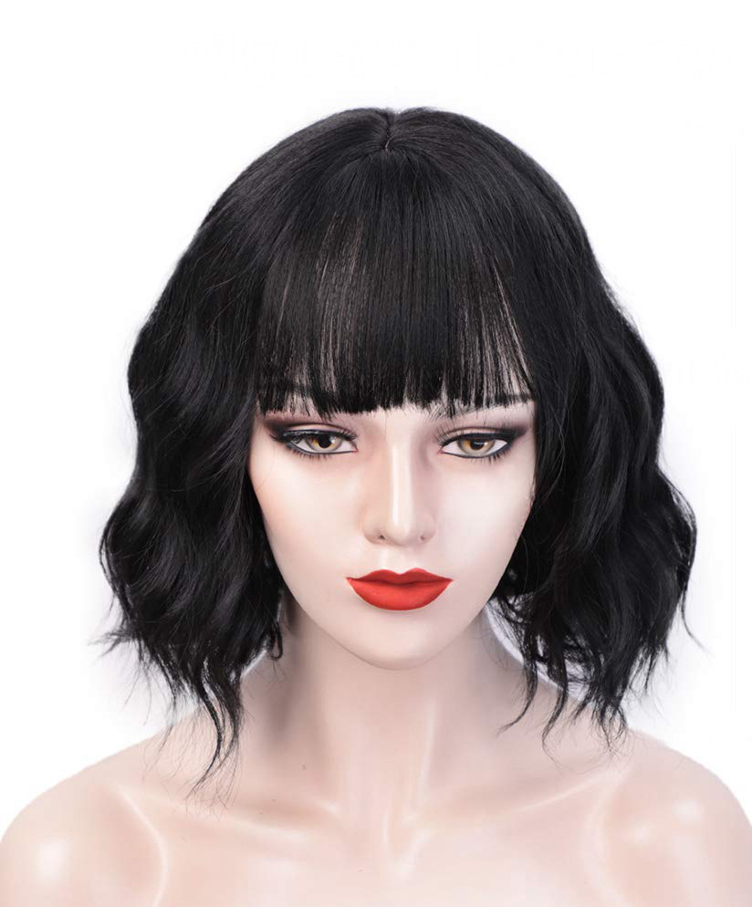 Xuchang Aisi wigs, European and American short curly hair wigs for women, bangs hair wigs, and synthetic fiber wigs pic 8