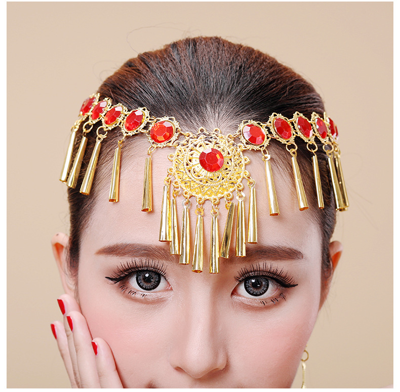 肚皮舞蹈宝石头链发卡发夹印度舞蹈表演出配饰品头箍首饰头饰发箍详情31