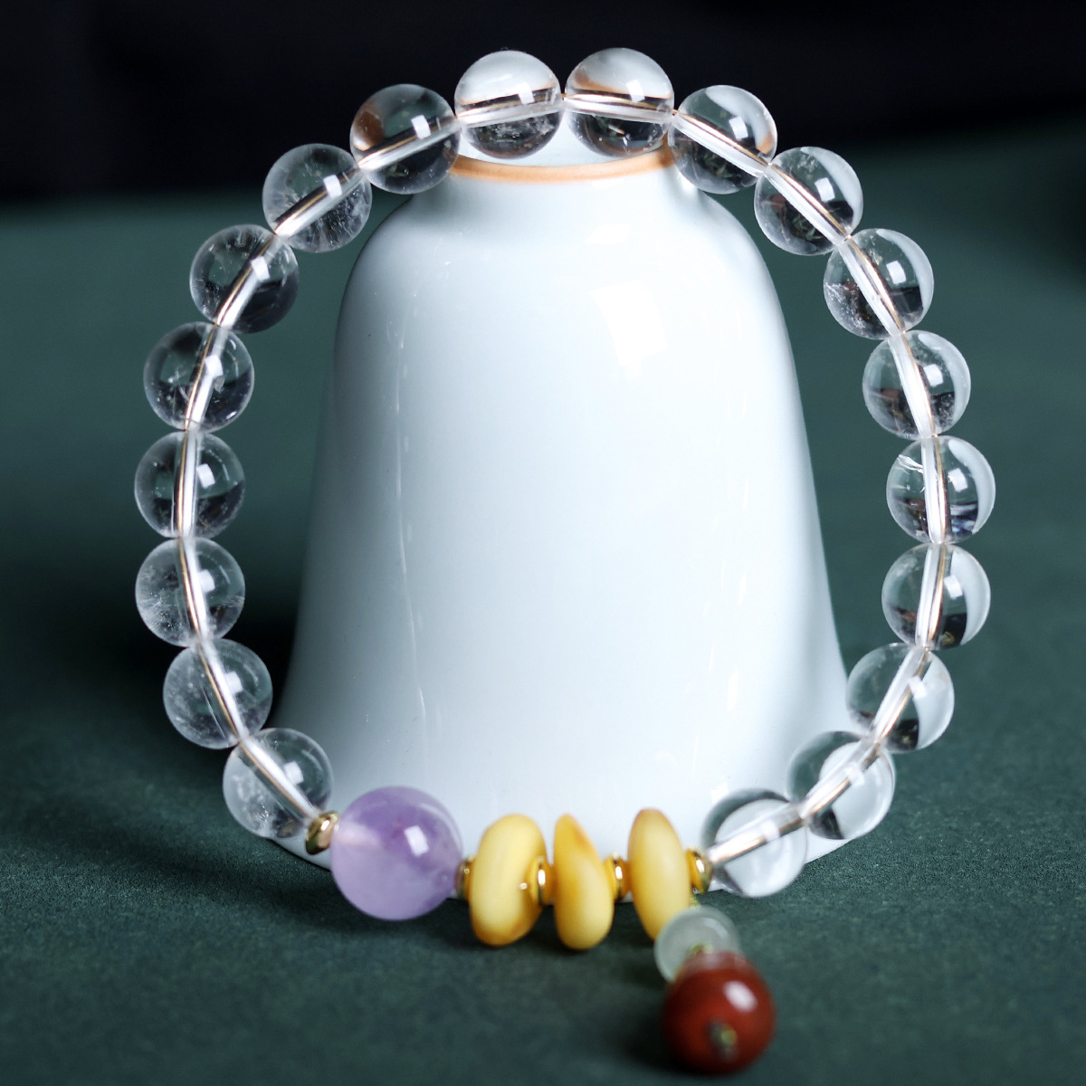 Wholesale of natural white crystal purple lithium bracelets, beeswax cakes, red agate gourds, cultural and artistic bracelets, and new Chinese-style jewelry pic 6