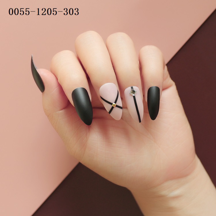 Finished nail art products, false nail patches, European and American long pointed nail pieces, ballet nail art sequins, jelly glue, good adhesion, 24 pieces custom-made pic 22