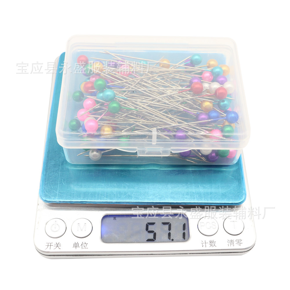 亚马逊跨境服装花朵定裁珠光针白色梨形针混色粉色65mm珠针钻石针详情10