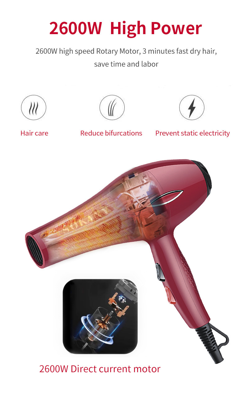 跨境电商SOKANY2215吹风机家用大功率吹风机电吹风发廊吹风筒代发详情3