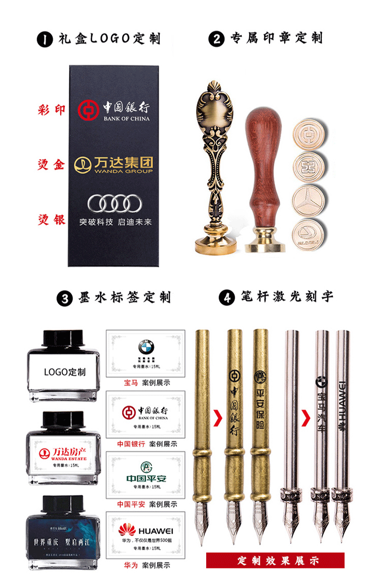 欧式复古金杆铂金单片亮片钢笔套装蘸水笔套装天然羽毛钢笔礼品笔详情130