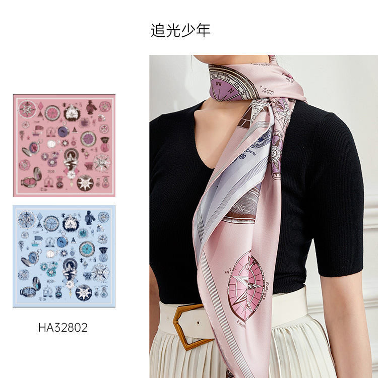 Double-sided digital silk large square scarf 90cm, Chinese style scarf, heavyweight 16mm mulberry silk scarf processing on behalf of others pic 10