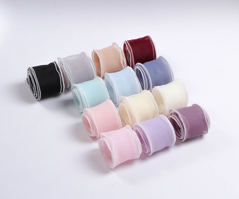 diy hairpin bow packaging material with pearl textured overlock yarn, 6cm wide meteor fish tail wave snow yarn ribbon pic 10