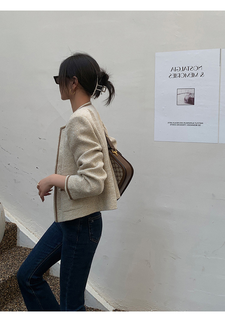 French-style elegant ladylike chanel-style woolen coat for women, a high-end look for autumn and winter, a short, retro and versatile top for petite women pic 15