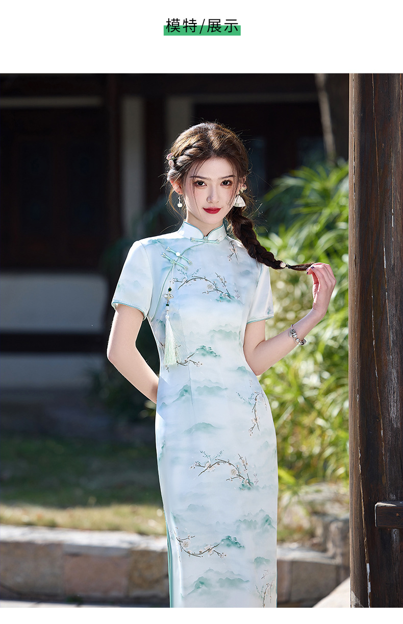 国潮腊梅双层醋酸旗袍春夏新款年轻款改良新中式国风日常详情9