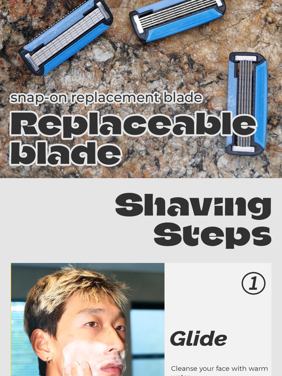 Colorlamb颜羊男士剃须刀便携3.0可组装金属长柄5+1层手动剃须刀详情7