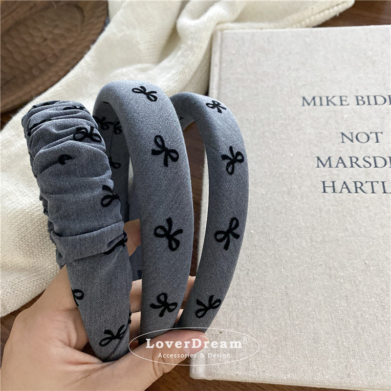 A new high-quality black polka dot heart-shaped bow headband from South Korea, sweet and fashionable headband, versatile hair accessory pic 39