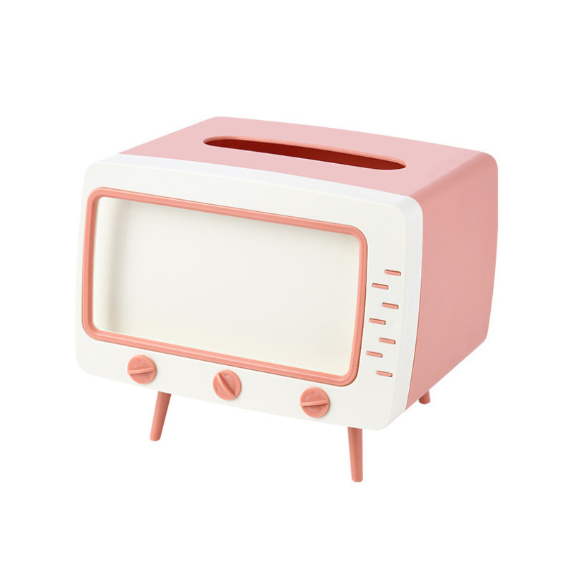 TV, tissue box, light luxury plastic living room coffee table, multi-functional storage box pic 1