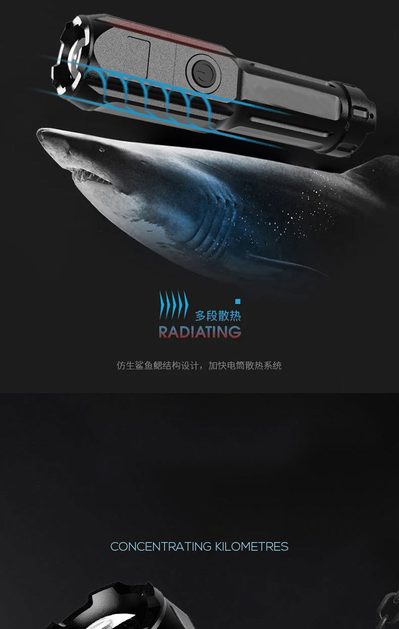 New telescopic zoom high-intensity flashlight, USB charging 18650 flashlight, small and portable, focusing, long-range and floodlight pic 4