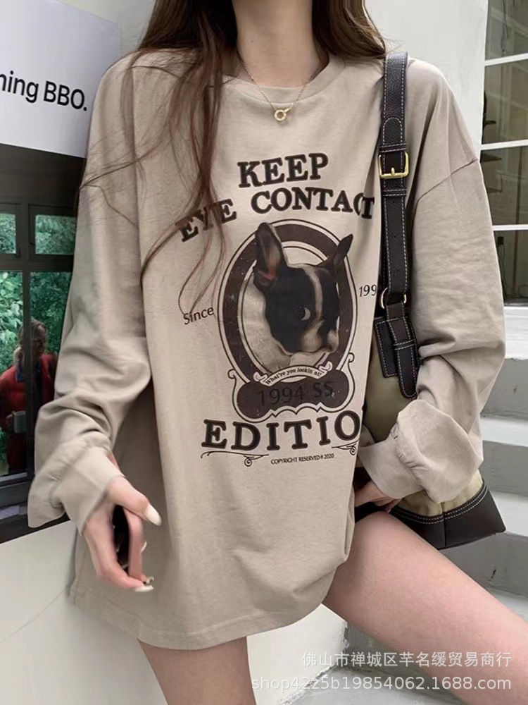 2023春秋新款女装长袖t恤韩版休闲大码女式t恤上衣打底衫外贸批发详情3