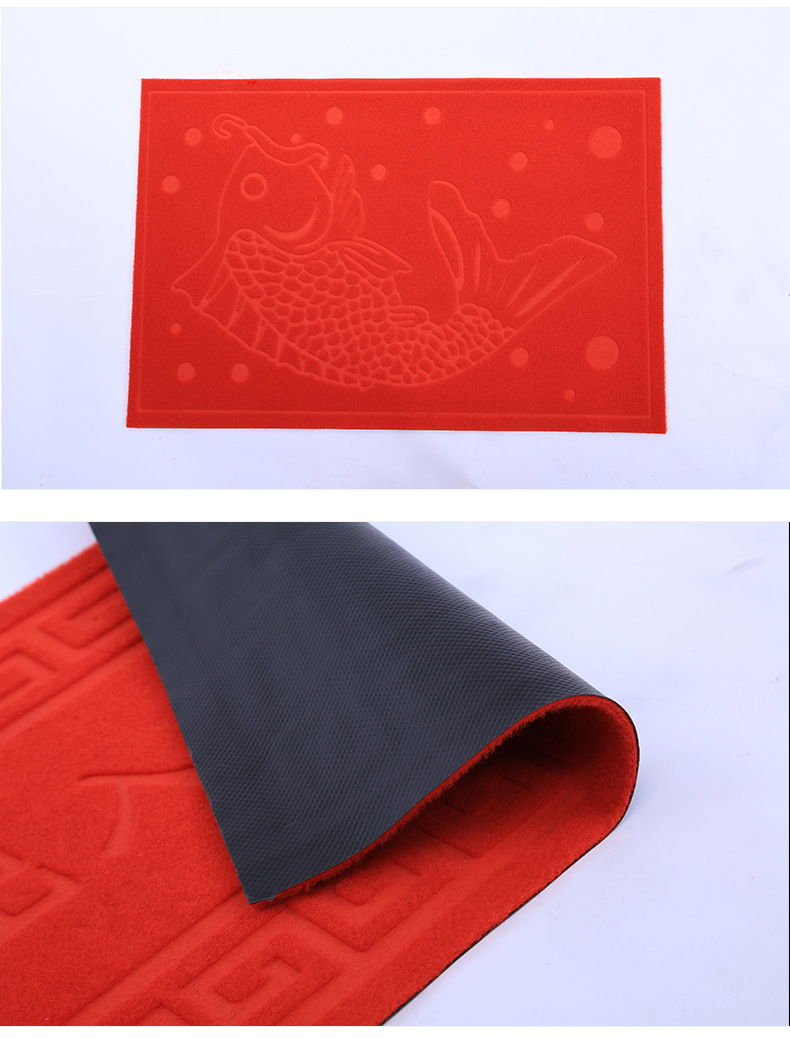 Yiwu Jietai PVC embossed floor MATS, bright red festive floor MATS, entrance hall door MATS, water-absorbing and dust-removing foot MATS wholesale pic 11