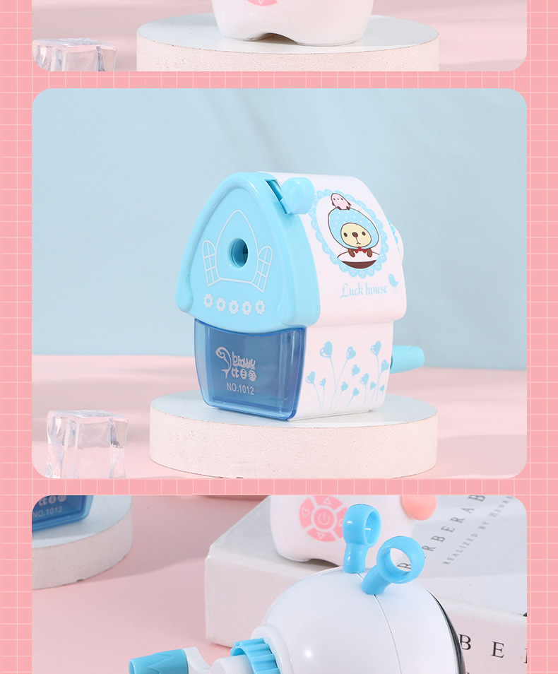 Creative stationery little house, hand-cranked pencil sharpener, cute cartoon pencil sharpener, student supplies, manual rotating pencil sharpener pic 10