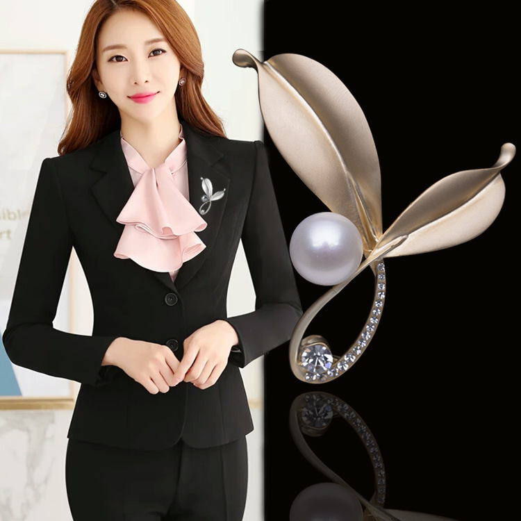 韩国新款高档珍珠胸针时尚风胸花水钻个性丝巾扣蝴蝶别针批发详情62