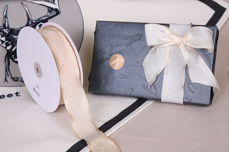 Dingxin fish tail Ribbon wholesale Korean version wave-burned edge yarn ribbon handcrafted hair accessory bow gift box packaging ribbon pic 17