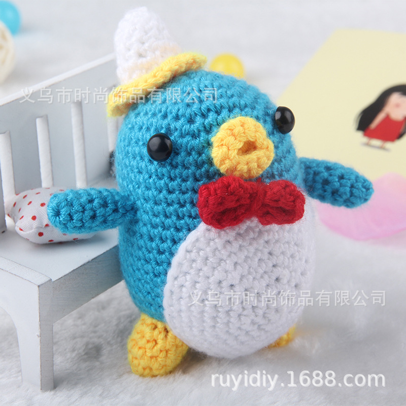 Wholesale handmade DIY crochet doll material kits, gift and craft sets, cute blue penguins pic 2