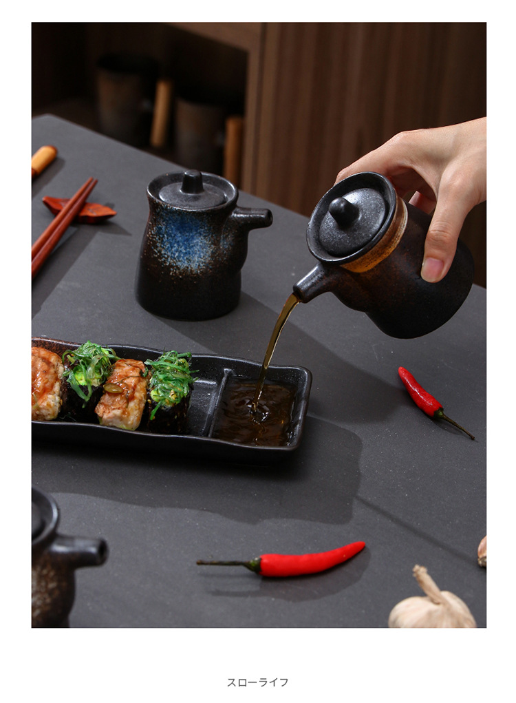 Ceramic seasoning bottles, soy sauce bottles, vinegar jars, chili bottles, restaurant tableware, household creative Japanese sushi restaurant tableware pic 9