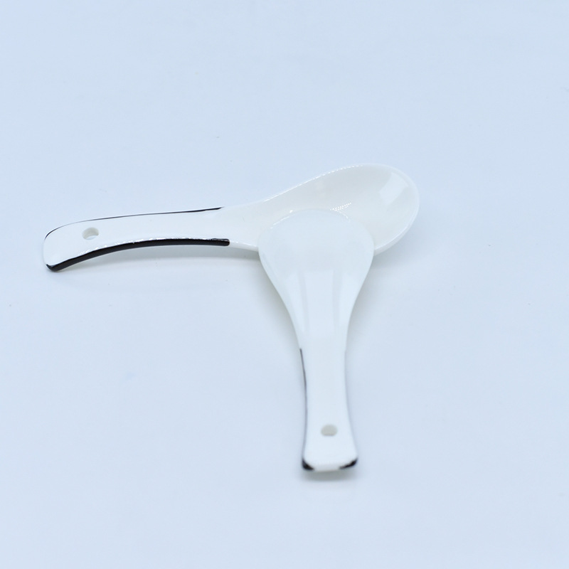 厂家三弯勺 陶瓷圆底勺家用小汤匙酒店汤勺餐厅调羹白色勺子批发详情6