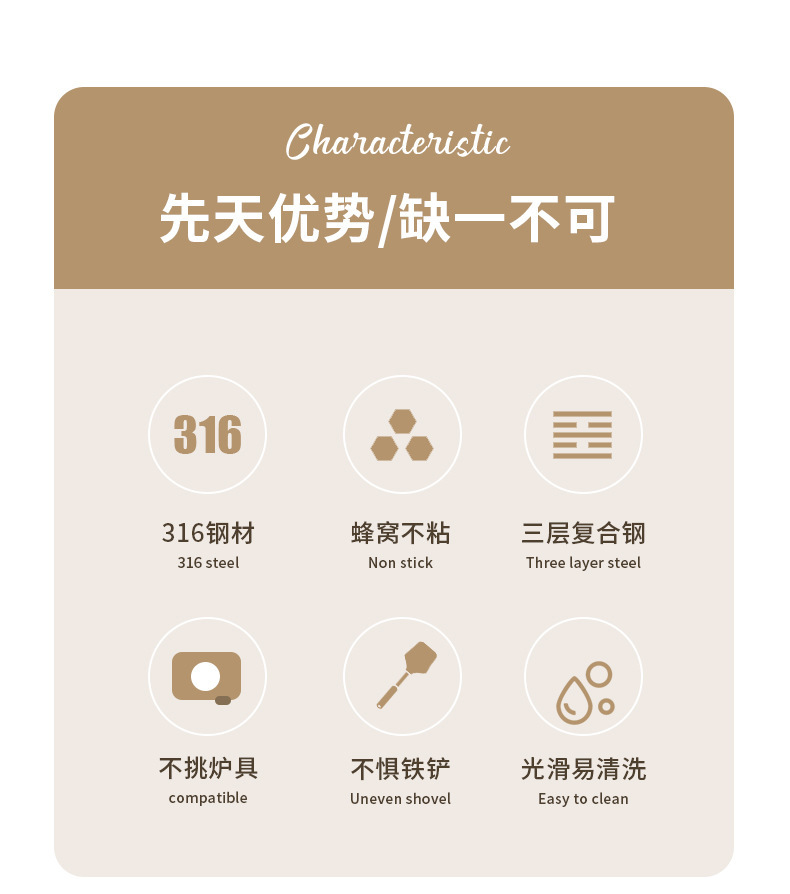 Three-layer steel, two-sided screen, steel handle, household flat-bottomed non-stick wok, stainless steel honeycomb wok, stainless steel wok, wok, ladle, frying pan, single-handle wok, kitchenware, kitchen utensils, one-piece consignment pic 3