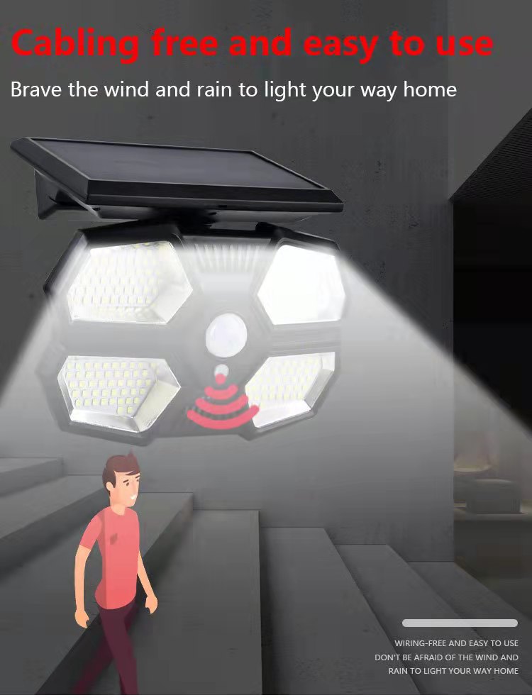 Cross-border new solar human body sensor wall lamp, outdoor split garden lamp 180COB, outdoor fence landscape lamp pic 5