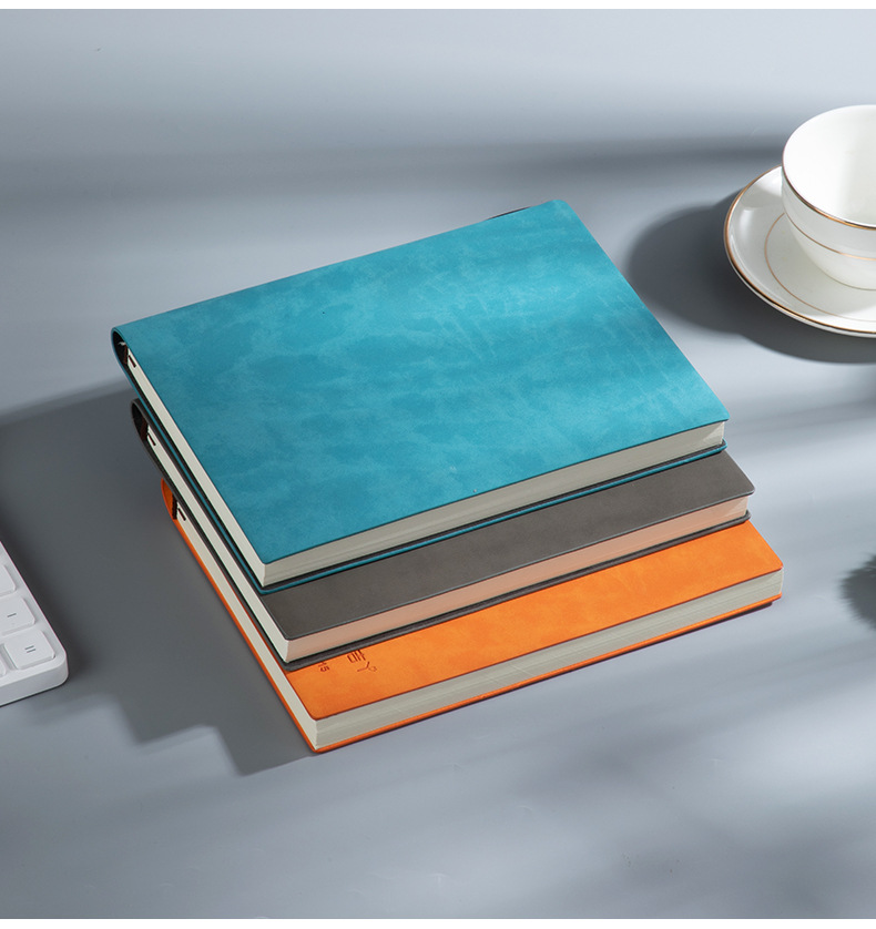 Customized logo thickened sheepskin notebook A5/A6 with side pen insert, simple business diary pic 19