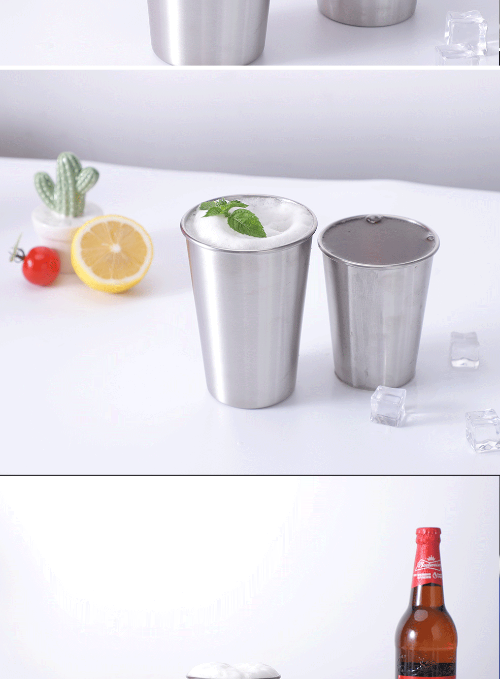 Amazon 304 stainless steel camping cup, convenient cold drink convenience cup, outdoor simple single-layer rolled edge beer mug pic 8