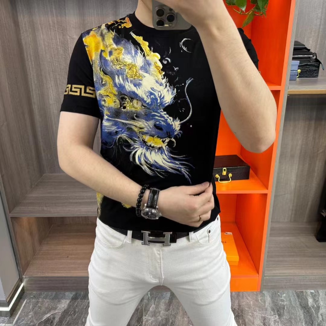 68160潮流时尚欧货男士夏季短袖圆领t恤个性老虎印图弹力舒适透气详情4