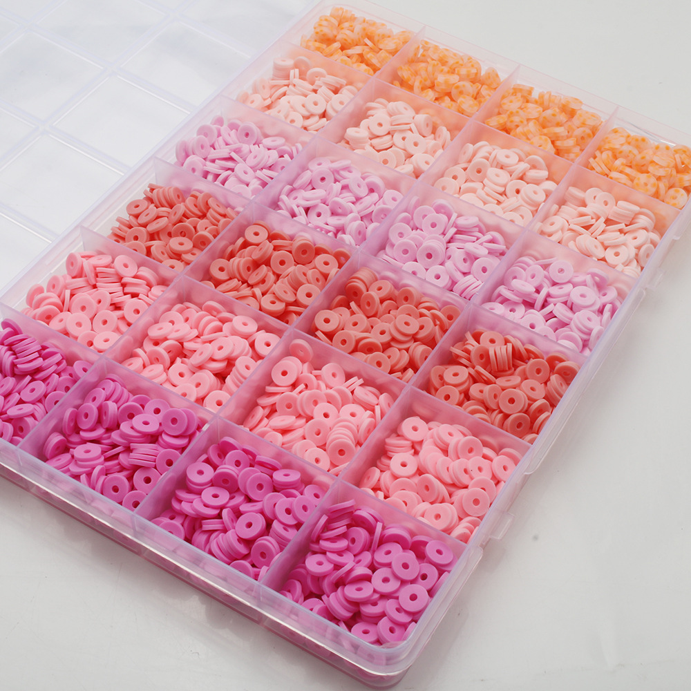 软陶片串珠渐变单色6mm 饰品DIY手链项链饰品配件24格软陶片盒装详情5