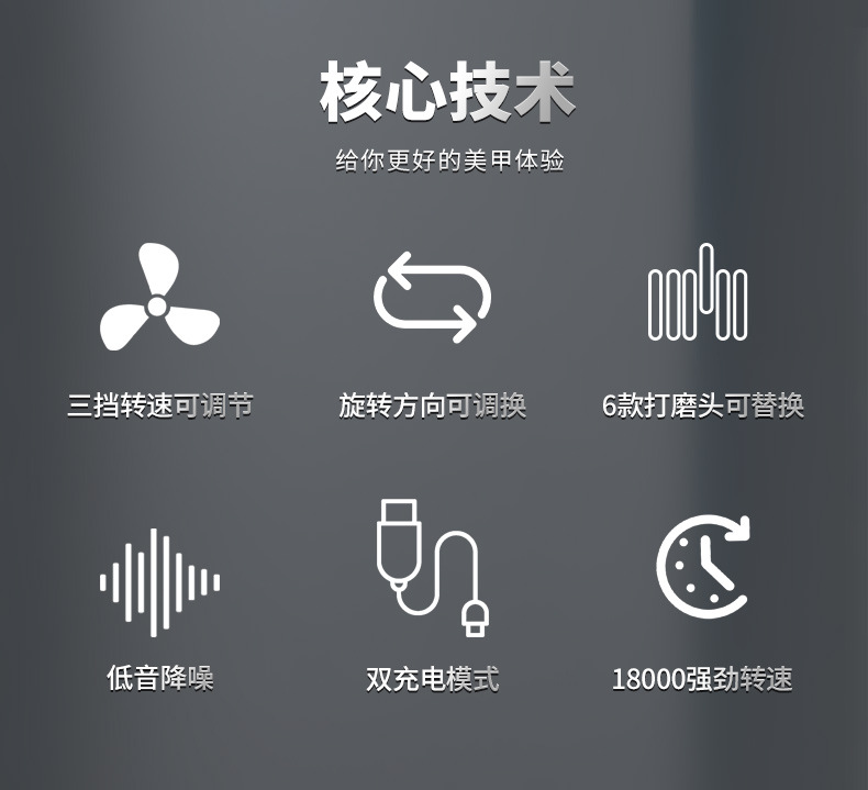 Cross-border exclusive charging M3 nail polish grinder, electric nail polish remover, nail polish tool, dental brush pic 2