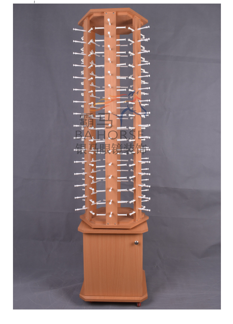 六面现货网上爆款畅销可定制可拆装组装落地式移动木质带柜可储物旋转眼镜展示架太阳镜光学镜转盘陈列架道具墨镜货架展柜架子详情10