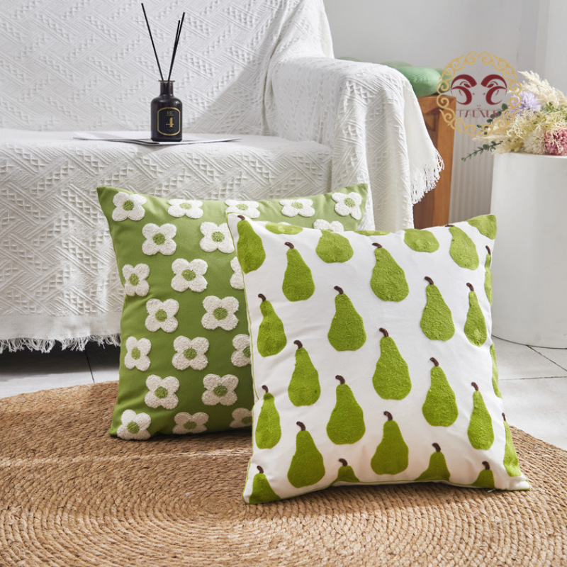 新款法式郁金香玫瑰刺绣跨境沙发抱枕酒店装饰棉麻靠枕抱枕套详情22