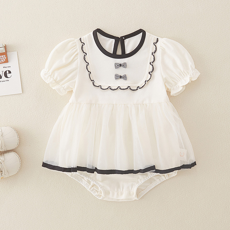 婴儿衣服夏季薄款a类纯棉男宝宝短袖连体衣小熊哈衣爬服代发详情9