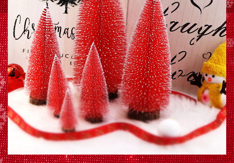 Red snow-added mini Christmas pine needle tree Christmas decoration with a simulated wooden base Christmas tree window display is in full bloom pic 51