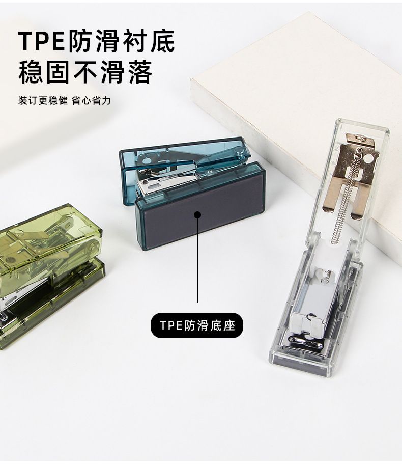 Creative mini transparent stapler, small portable student stapler, wholesale office supplies, stationery set pic 5