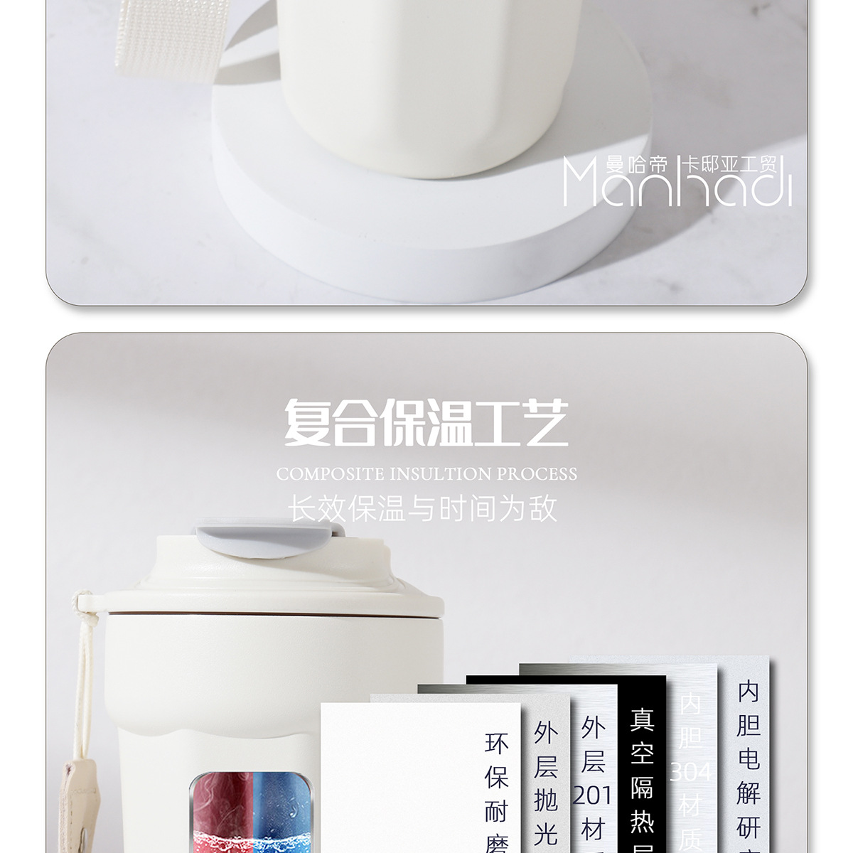 新款316不锈钢保温杯学生简约随手礼品水杯便携提绳八角咖啡杯子详情12