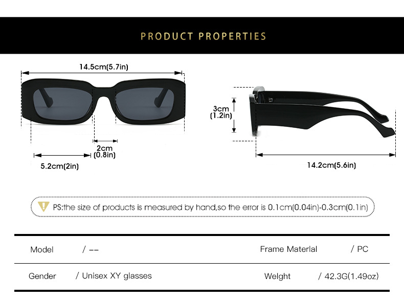 2024跨境新款简约方形太阳镜 欧美时尚品牌CU家爆款矩形百搭墨镜详情5