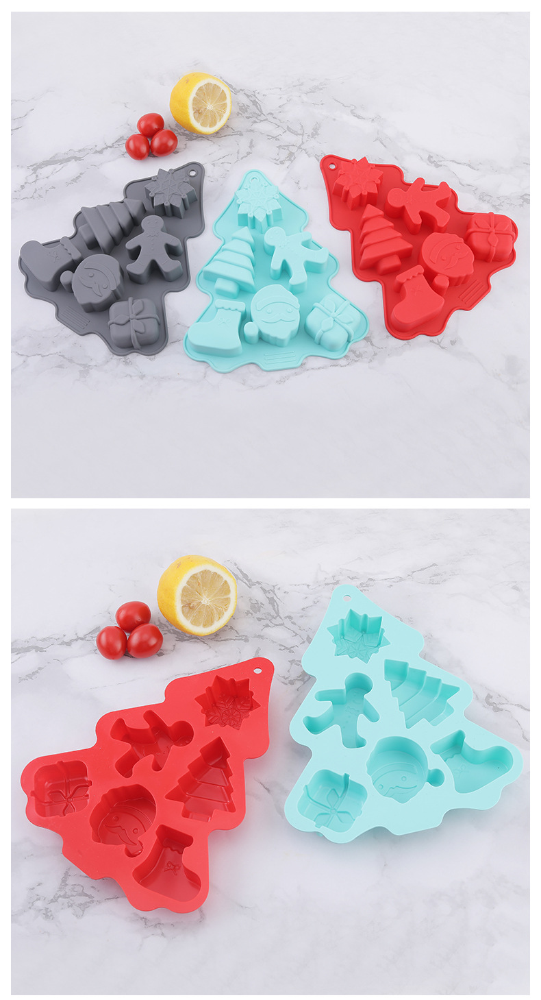 Christmas tree cake mold creative 6-hole silicone cake mold kitchen baking utensils DIY chocolate cake mold pic 19