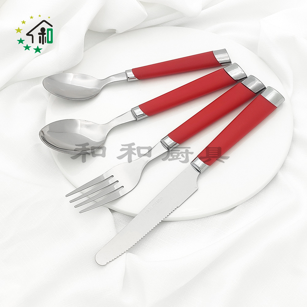 收纳桶塑料手柄西餐牛排餐具不锈钢刀叉勺子24件套装 cutlery set详情28