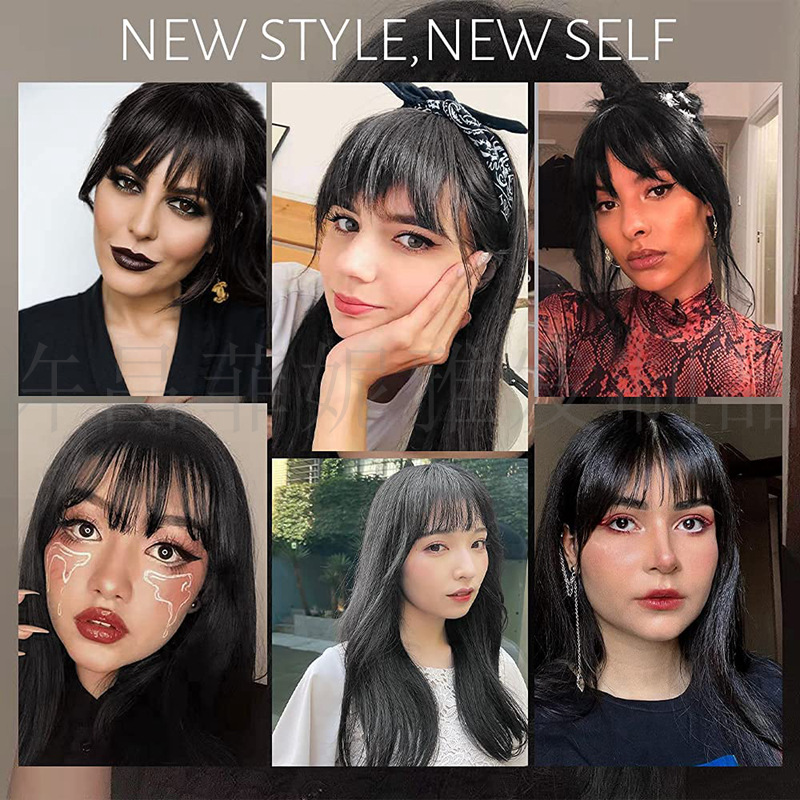 Xuchang Aisi goods direct supply sideburns, forehead bangs, real hair replacement pieces, French bangs, wig pieces, wig bangs pic 13