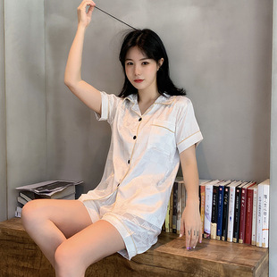 新款睡衣女春秋夏季长袖冰丝夏天女士丝绸外贸批发薄款家居服套装详情7