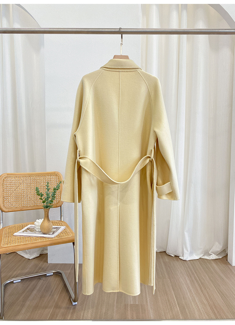 Q469 Dongdaemun Double-sided Cashmere Coat Korean version Autumn and Winter New Style Wool Tie suit collar woolen coat for women pic 53