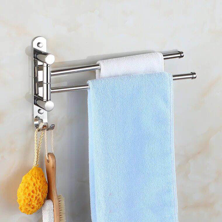 Bathroom towel bar, rotating kitchen hanging bar, 304 towel rack, non-drilling stainless steel bath towel rack, bathroom hanging piece, stainless steel rotating towel bar, kitchen and bathroom supplies, bathroom supplies support drop shipping pic 4
