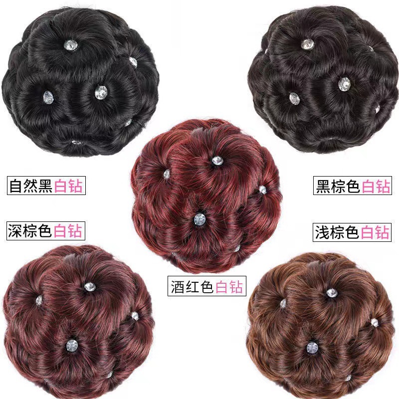 Cross-border special supply of high-temperature silk wigs, nine-flower coil hair sets, hair temples, ancient costume buns, hairpins, hair clips, hair bags, wig manufacturers pic 3