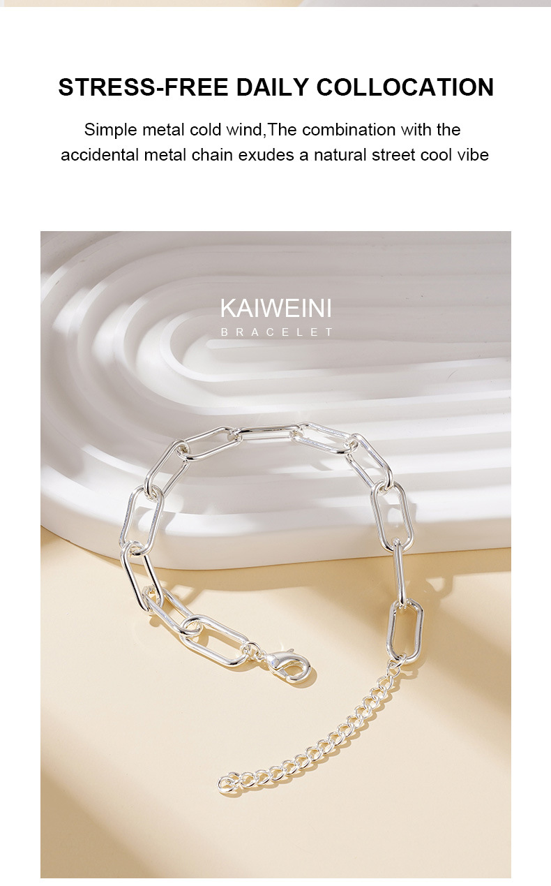 欧美跨境饰品铜电镀时尚手链女百搭ins风时尚简约手饰手镯饰品详情2